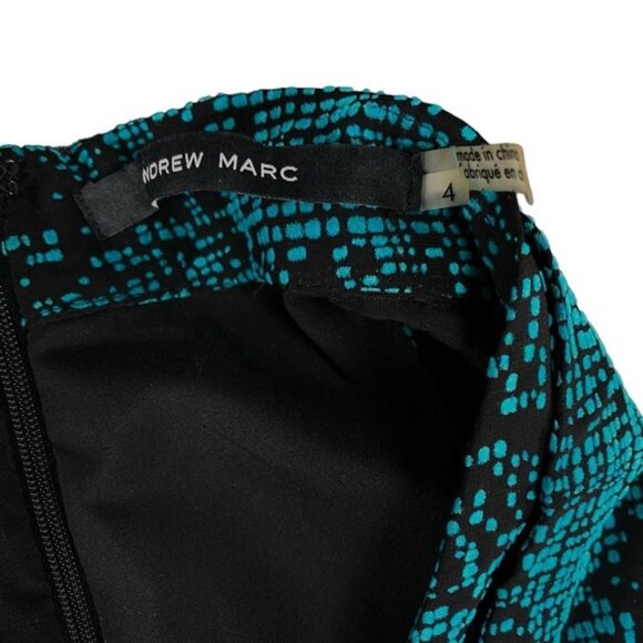 ANDREW MARC Sleeveless Empire Waist Dress Sz 4 Teal Black - Picture 5 of 9